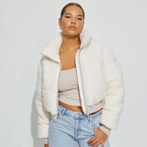 Garage Teddy Mini Puff Sherpa Puffer Coat Jacket NWT